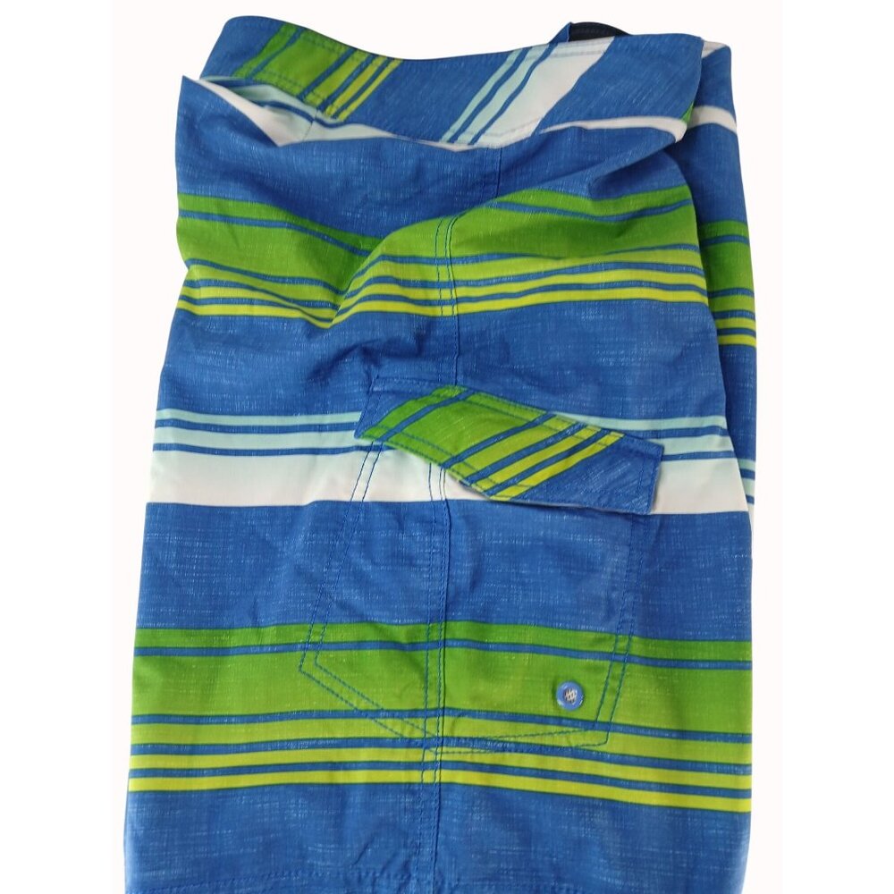 Killer Dana Mens Blue Green Ombre Striped Swim Board Shorts Size 34 Pocket - Picture 7 of 13